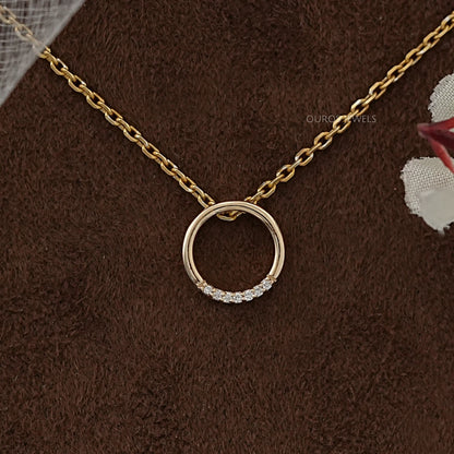 Open Circle Round Lab Diamond Pendant Necklaces