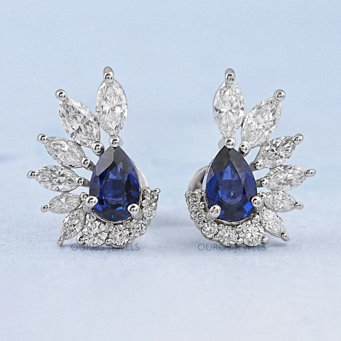 Pear Cut Sapphire Gemstone Stud Earrings Earrings