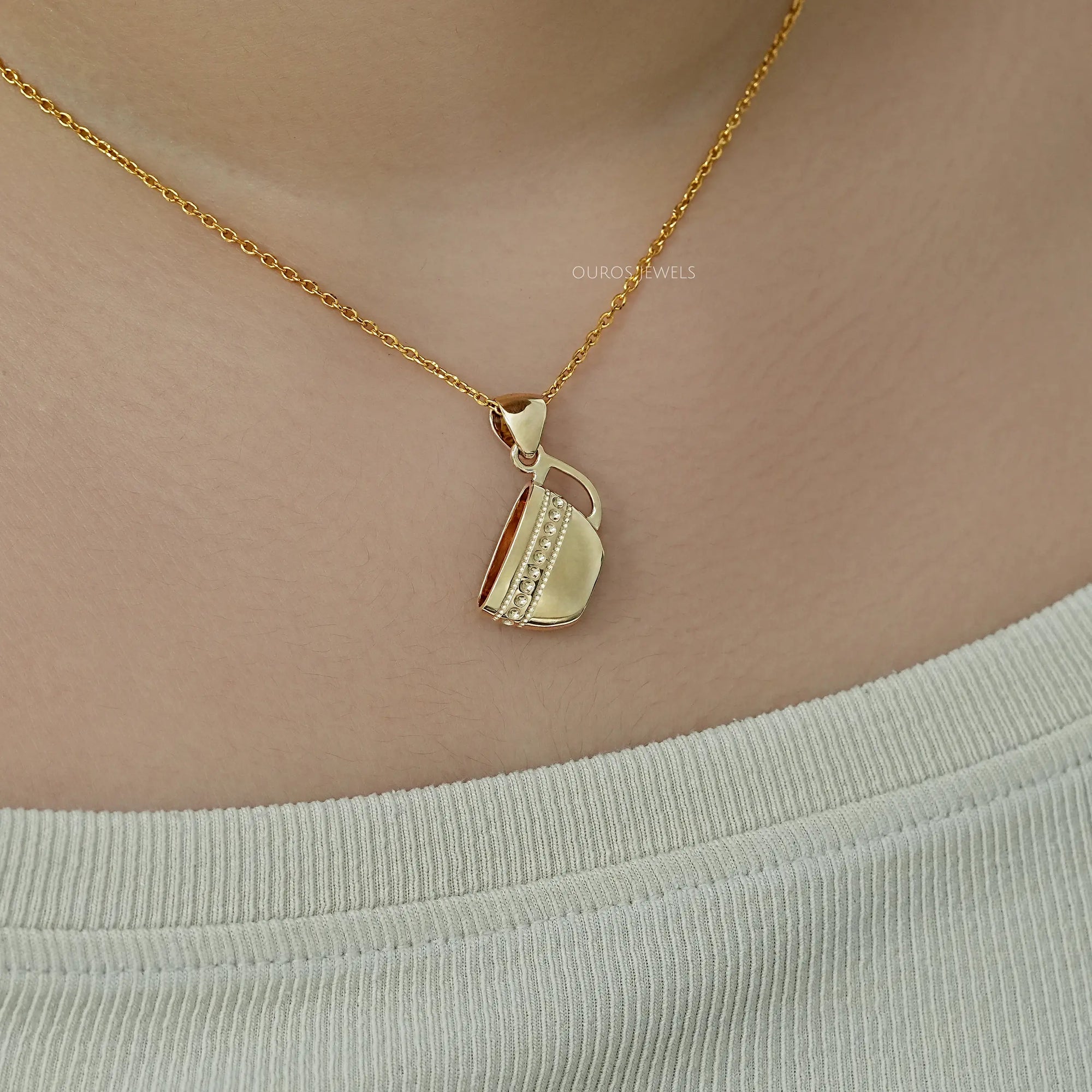 Yellow Gold Tea Cup Charm Pendant