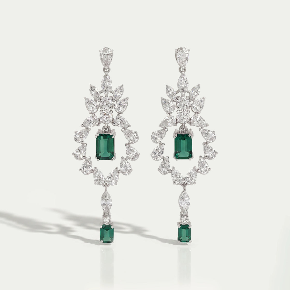 Green Emerald And Diamond Dangle Earrings Earring