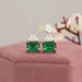 Emerald Green Gemstone and Triangle Diamond Stud Earrings Earring