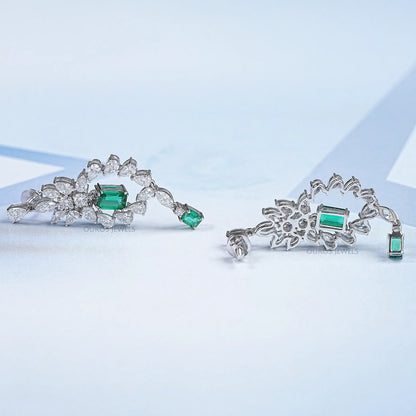 Green Emerald And Diamond Dangle Earrings Earring