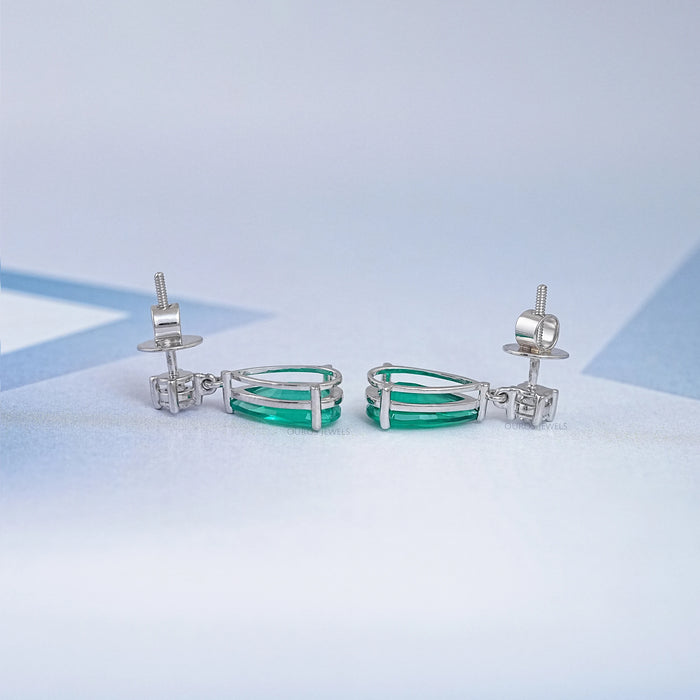 Green Pear Gemstone Drop Earrings Earrings