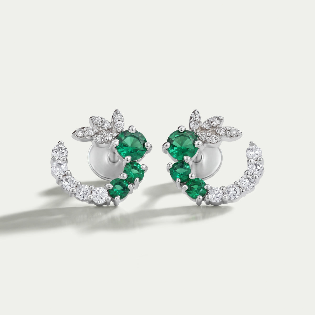 Green Gemstone Spiral Stud Earrings Earrings