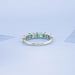 Green Oval Gemstone Half Eternity Wedding Band Rings