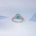 Green Round And Diamond Three Stone Accent Diamond Ring
