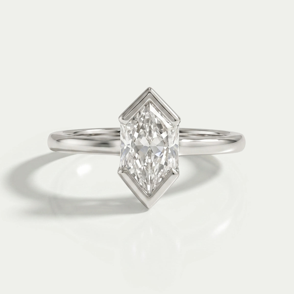 Half Bezel Dutch Marquise Diamond Solitaire Ring Ring