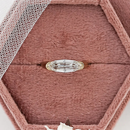 Half Bezel East West Step Cut Moval Diamond Ring Ring