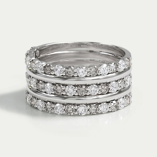 Half Eternity Round Cut Three Row Band
