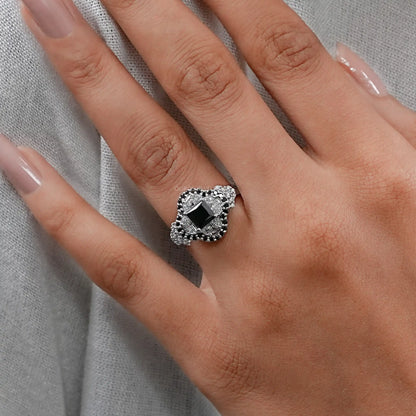 Halo Moon Halo Black Diamond Engagement Ring Rings