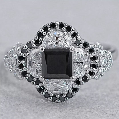 Halo Moon Halo Black Diamond Engagement Ring Rings