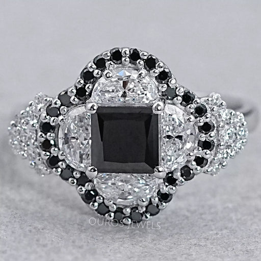 Halo Moon Halo Black Diamond Engagement Ring Rings