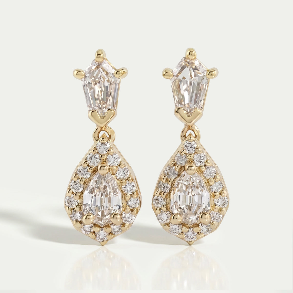 Halo Diamond Step Cut Pear Dangle Earrings Earring