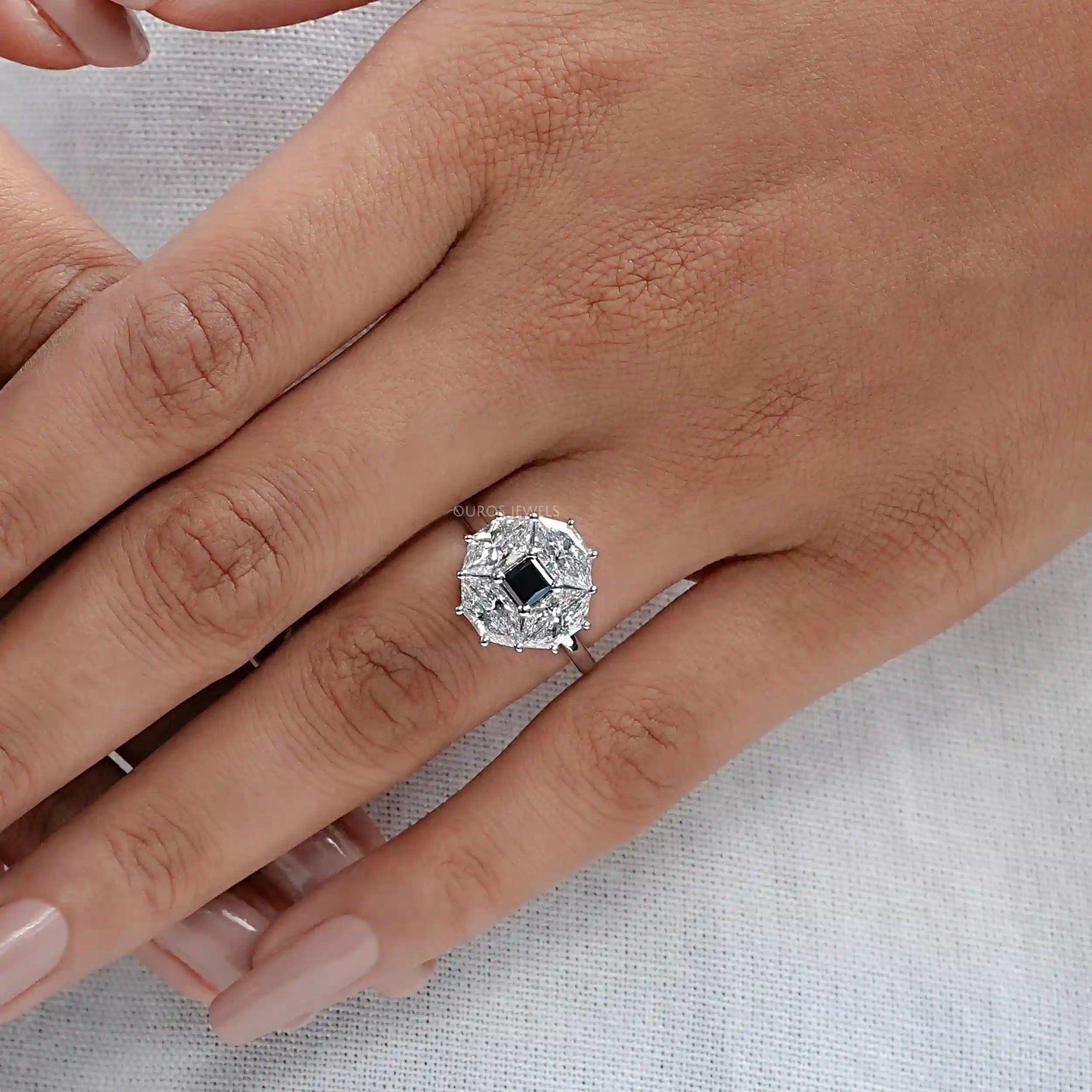 Princess Cut Lab Diamond Halo Dutch Marquise Ring Rings