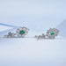 Green Gemstone And Princess Halo Earrings Earring