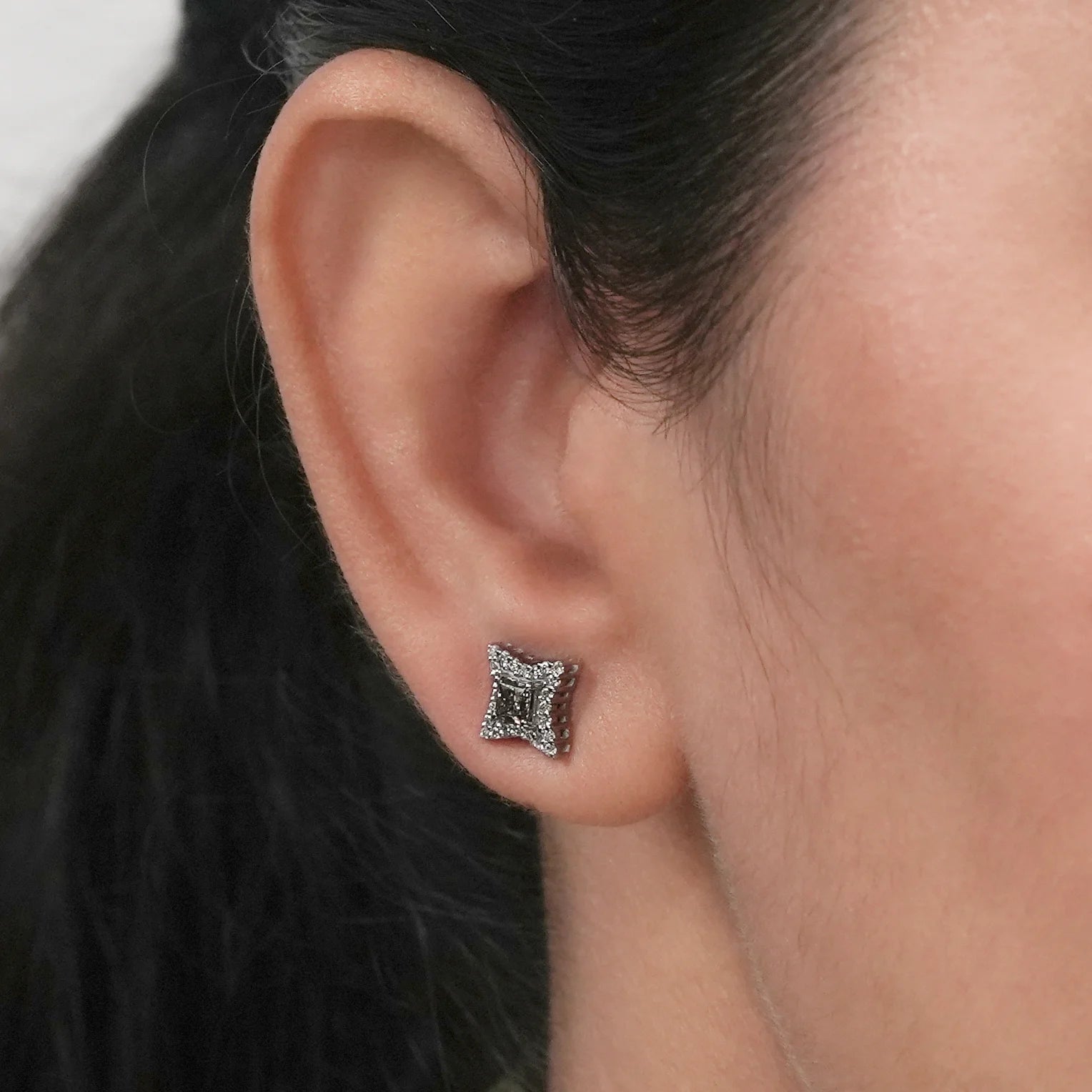 Olive Princess Lab Diamond Halo Stud Earrings Earring