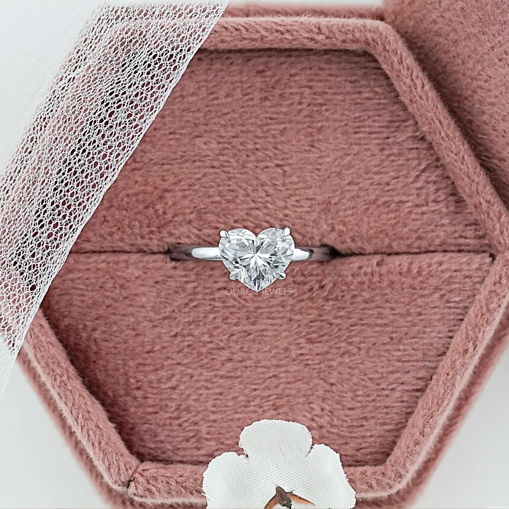 Heart Diamond Tulip Set Solitaire Ring