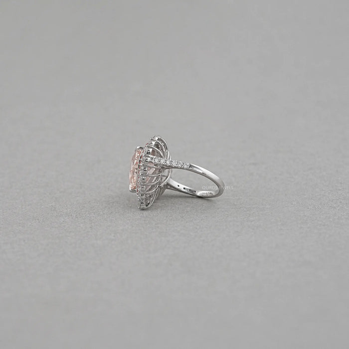 Double Halo Pink Heart Cut Lab Diamond Engagement ring Rings