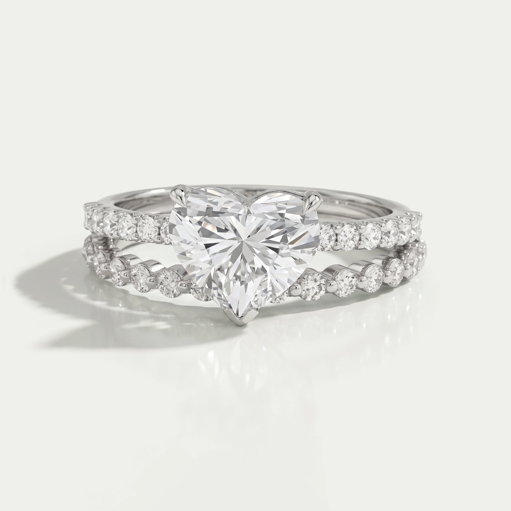 Heart Cut Solitaire Diamond Accent Bridal Ring Set Rings