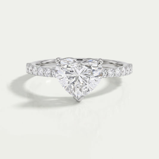 Certified Heart Shaped Diamond Solitaire Accent Ring Rings