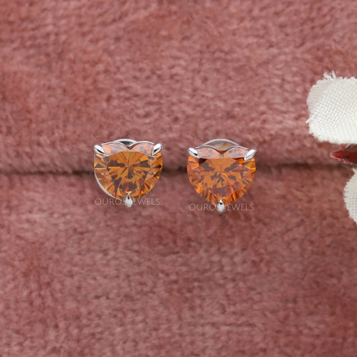 Red Heart Diamond Solitaire Stud Earrings Earring