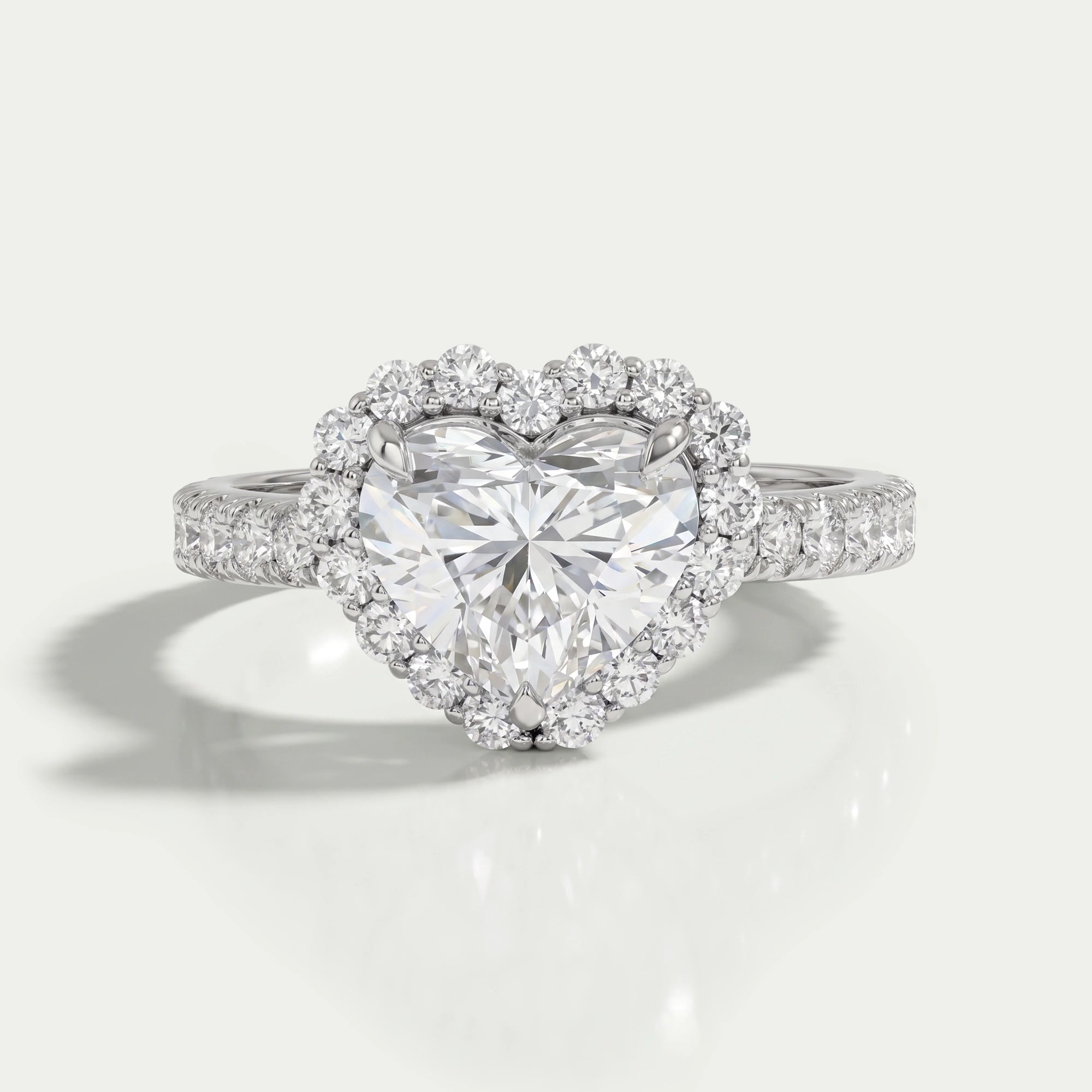 Heart Lab Diamond Halo Engagement Ring Ring