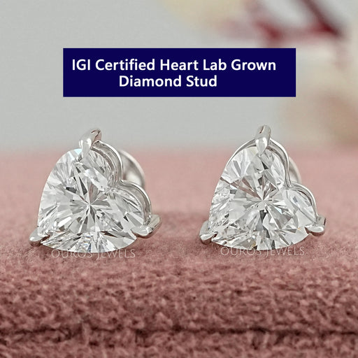 IGI Certified Heart Cut Lab Grown Diamond Stud Earring