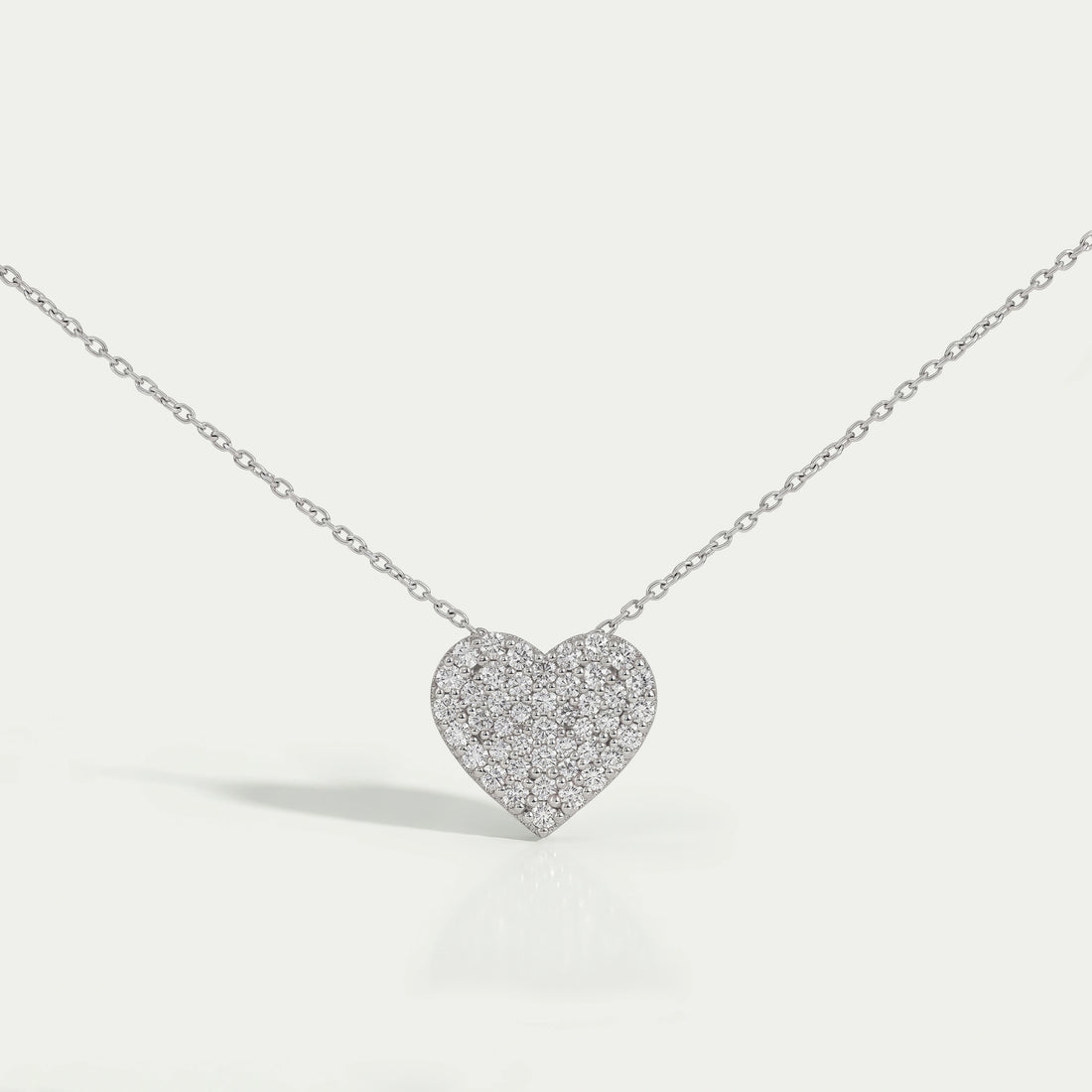Heart Shape Round Diamond Pave Set Pendant Necklaces