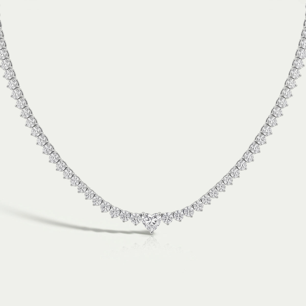 Heart And Round Lab Diamond Tennis Necklace Necklaces