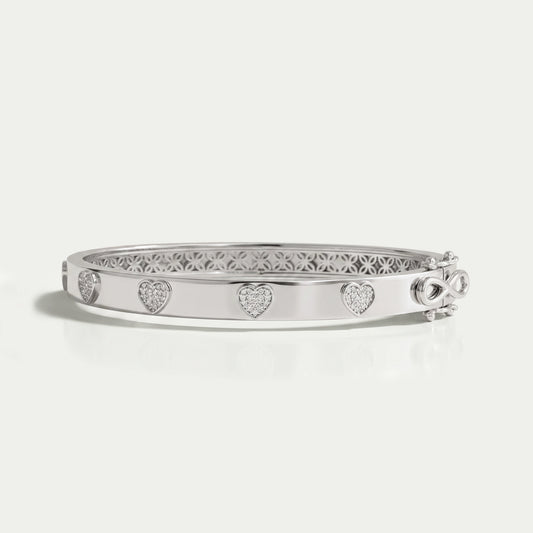 Heart Shape Round Cut Lab Grown Diamond Bangle