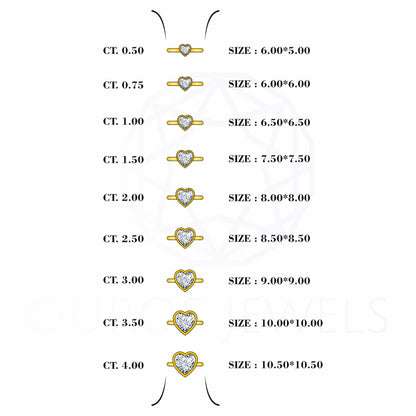 Heart Diamond Bezel Set Soliatire Engagement Ring Rings
