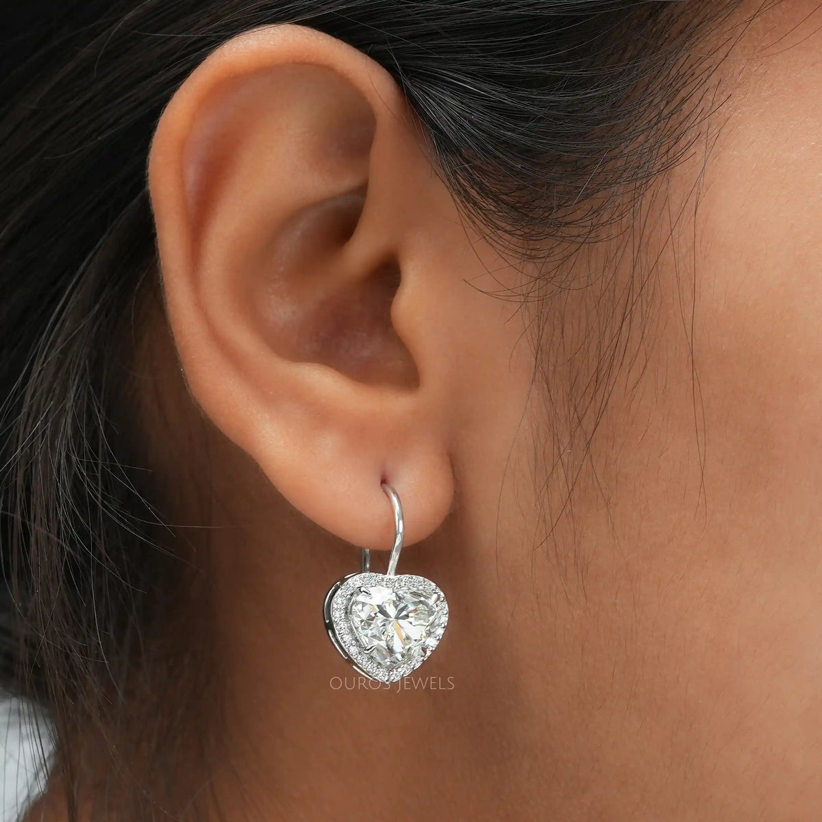 Heart Cut Lab Grown Diamond Dangle Earrings Earrings