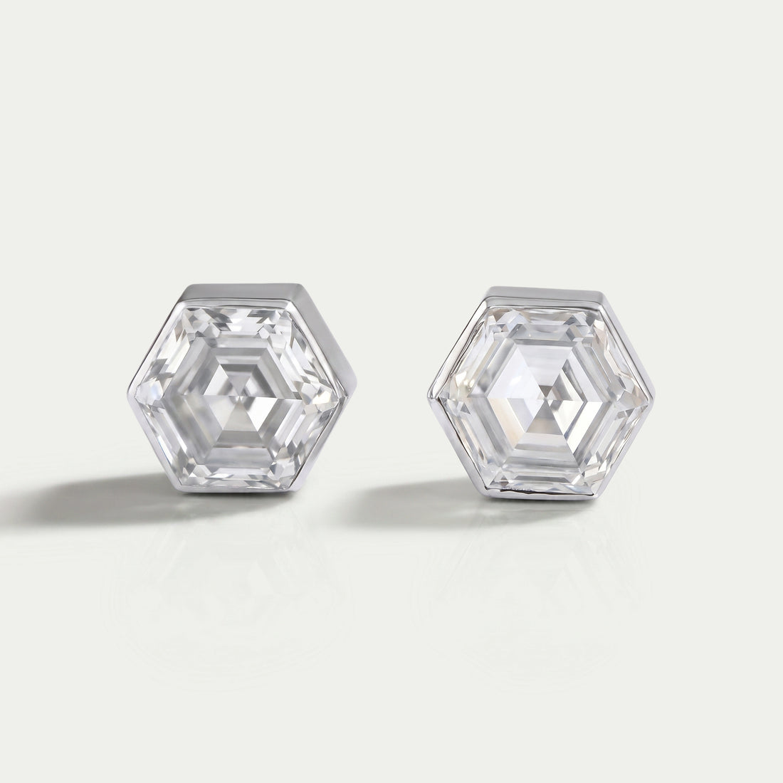 Hexagon Bezel Set Stud Earring