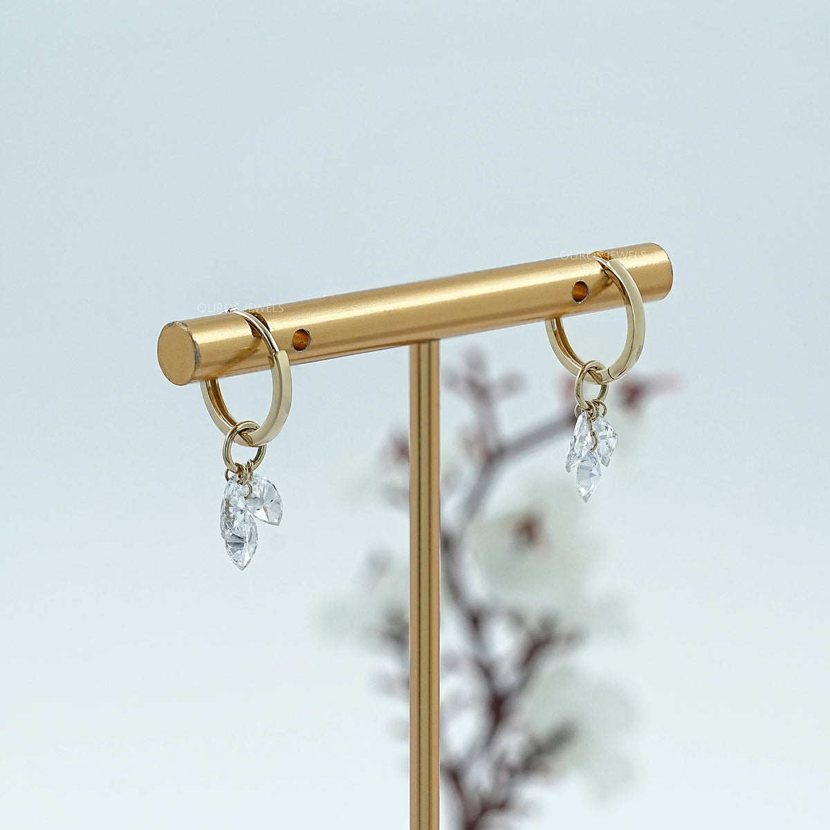 Marquise Drill Diamond Charm Hoop Earrings Earring