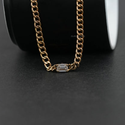 Emerald Cut Cuban Link Necklace For Men's Necklaces