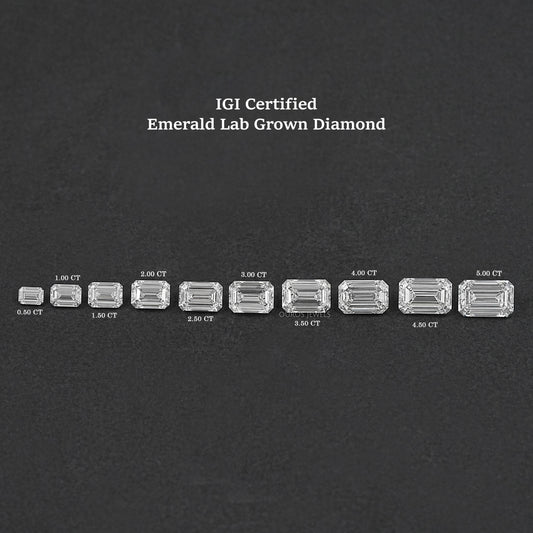Certified Emerald Cut Lab Grown Diamond IGI Certified Diamond Loose