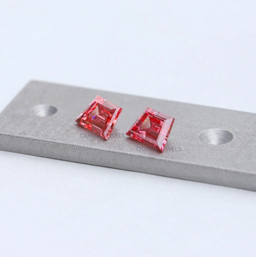 Pink Trapezoid Cut Lab Diamond Pair Loose