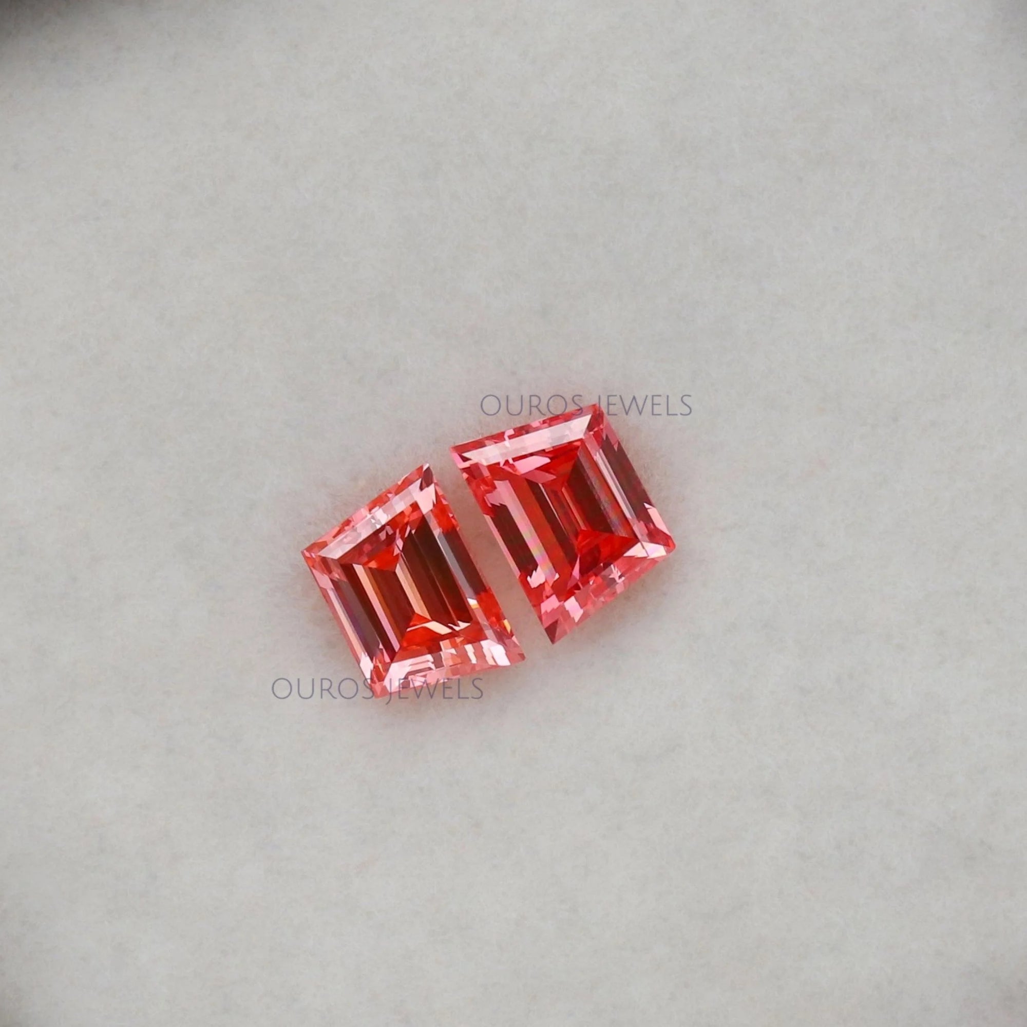 Pink Trapezoid Cut Lab Diamond Pair Loose