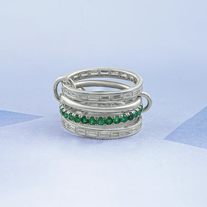 Interlink Natural Round Gemstone Wedding Band