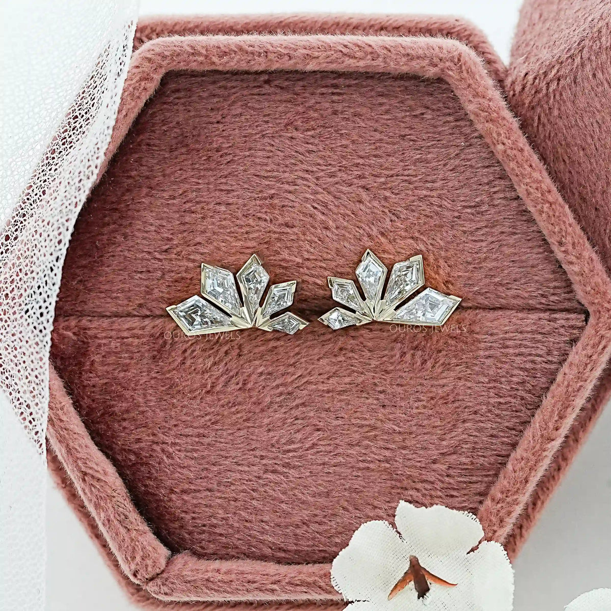 Trio Rosenschliff Runde Diamant-Halo-Ohrstecker