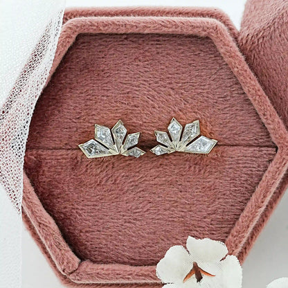 Trio Rosenschliff Runde Diamant-Halo-Ohrstecker