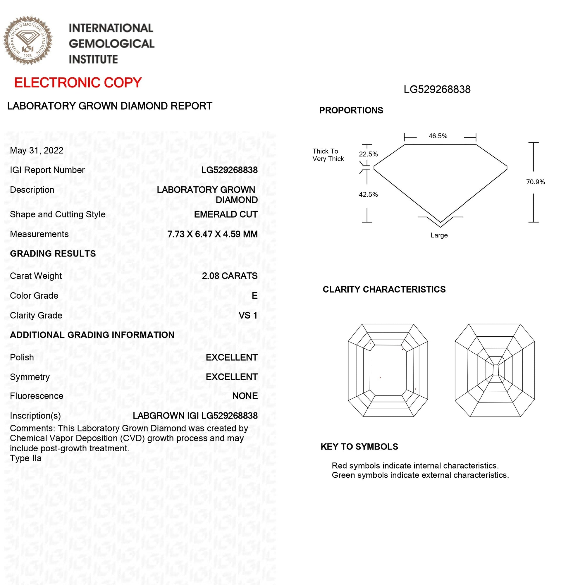 Old Mine Emerald Cut Lab Diamond - 2.08 Carat Loose