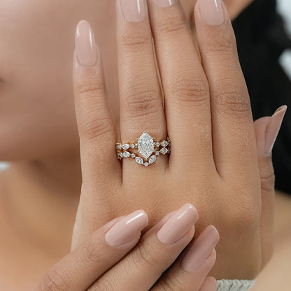 Dutch Marquise Lab Diamond Bridal Ring Set