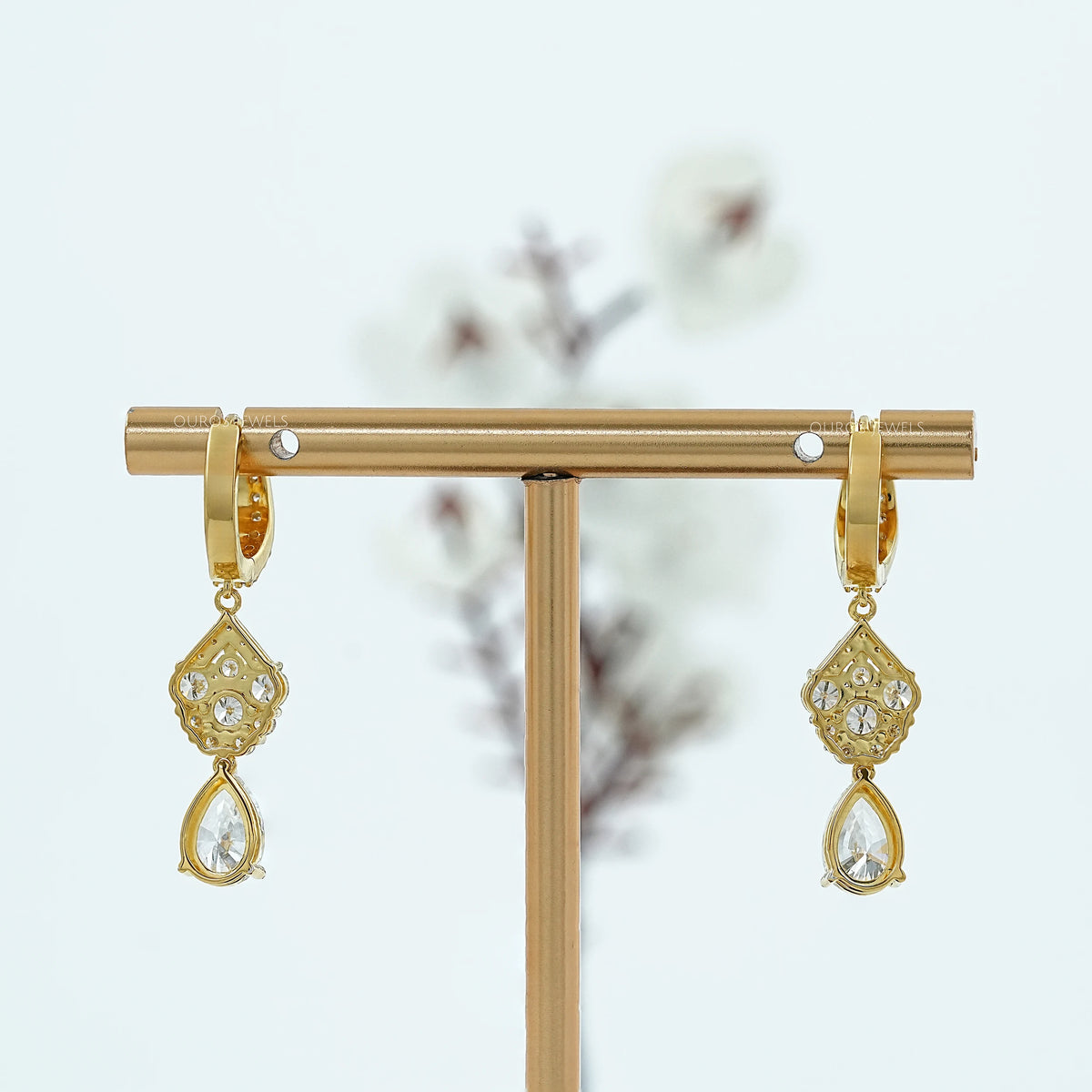 Trio Rosenschliff Runde Diamant-Halo-Ohrstecker