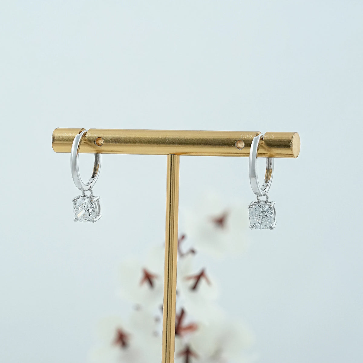 Cushion Lab Diamond Dangle Hoop Earrings