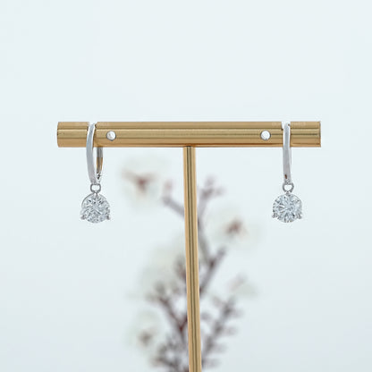 Round Lab Diamond Dangle Hoop Earrings