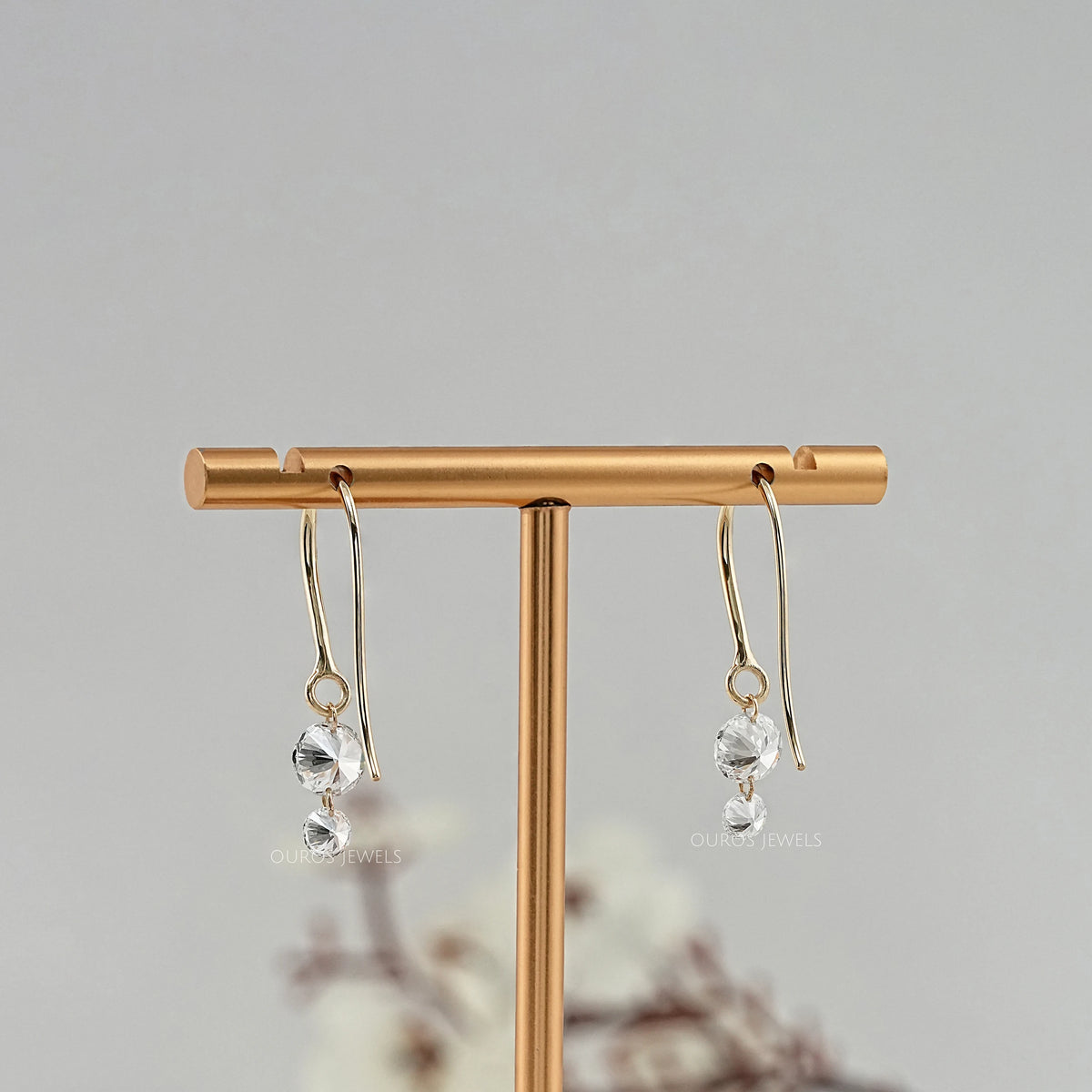 Trio Rosenschliff Runde Diamant-Halo-Ohrstecker