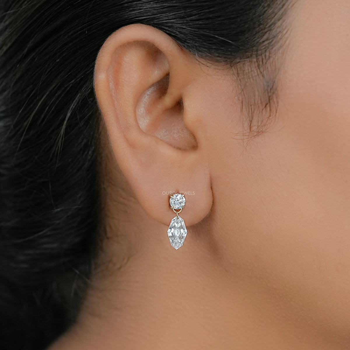 Trio Rosenschliff Runde Diamant-Halo-Ohrstecker