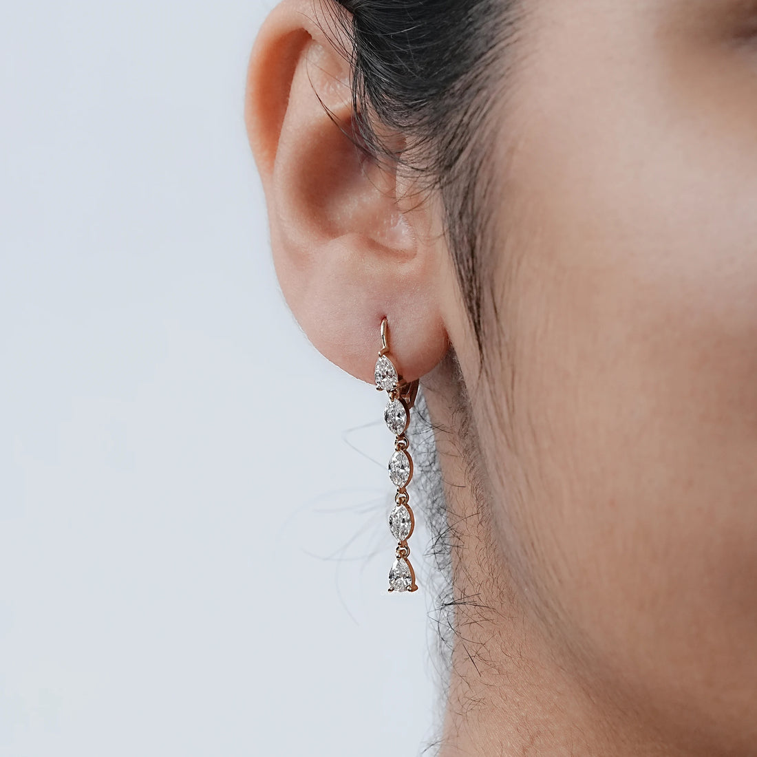 Pear And Marquise Cut Lab Diamond Dangle Earrings