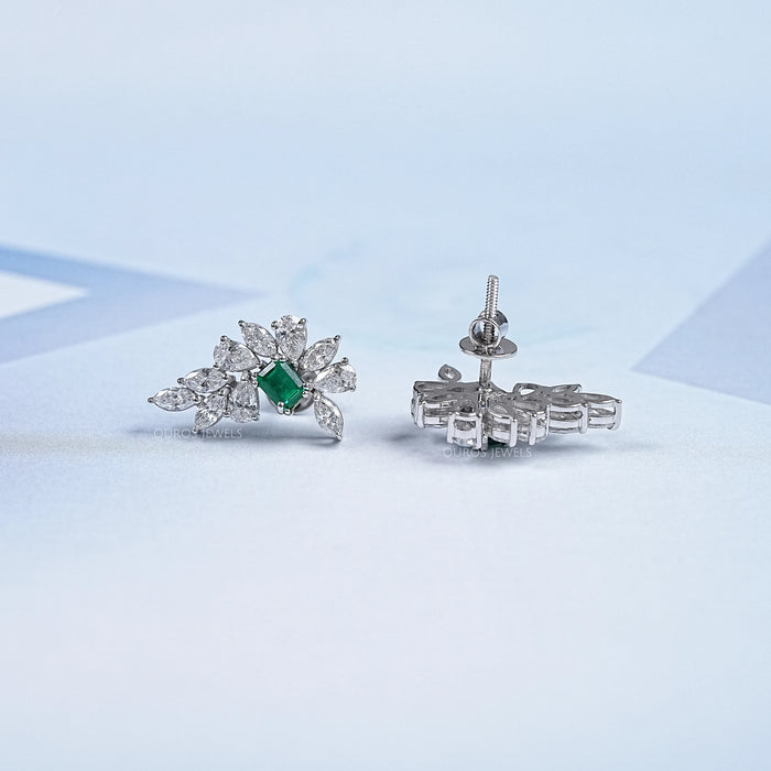 Marquise & Pear Cluster Diamond Gemstone Earrings Earring